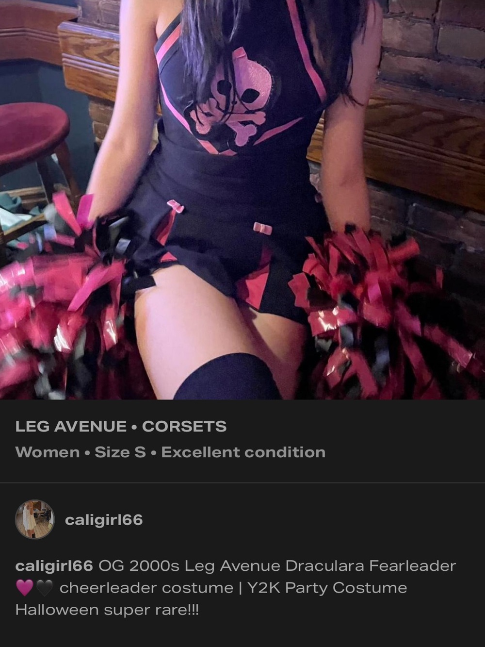 Leg Avenue Draculara Black and Hot Pink Skull Cheerleader Costume